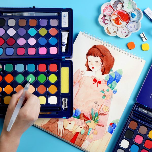 solid watercolor paint set for beginner students with portable watercolor tool set gouache tin box art supplies
solid watercolor paint set for beginner students with portable watercolor tool set gouache tin box art supplies