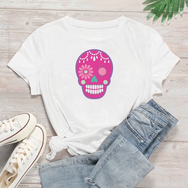 women's t-shirt funny skull punk t shirt casual short sleeve tshirts femme mujer for women tees 90s graphic harajuku, White
women's t-shirt funny skull punk t shirt casual short sleeve tshirts femme mujer for women tees 90s graphic harajuku, White