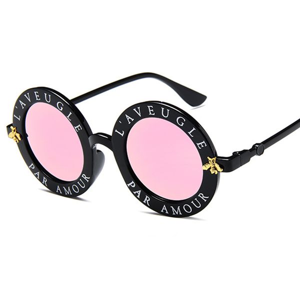 men women round glasses uv400 retro round sunglasses english letters little bee sun glasses, White;black
men women round glasses uv400 retro round sunglasses english letters little bee sun glasses, White;black