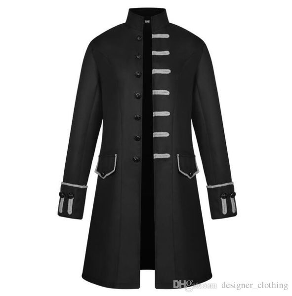 2019 men's coat medieval costume solid color fashion coat steampunk retro men's uniform men's trench coats, Tan;black
2019 men's coat medieval costume solid color fashion coat steampunk retro men's uniform men's trench coats, Tan;black