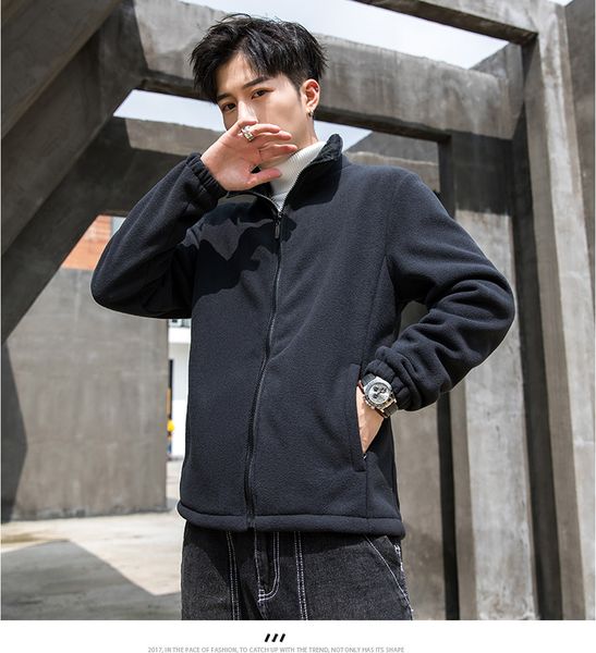 men's full zip fleece camping hiking jacket soft light outdoor hunting jacket stand collar, Blue;black
men's full zip fleece camping hiking jacket soft light outdoor hunting jacket stand collar, Blue;black