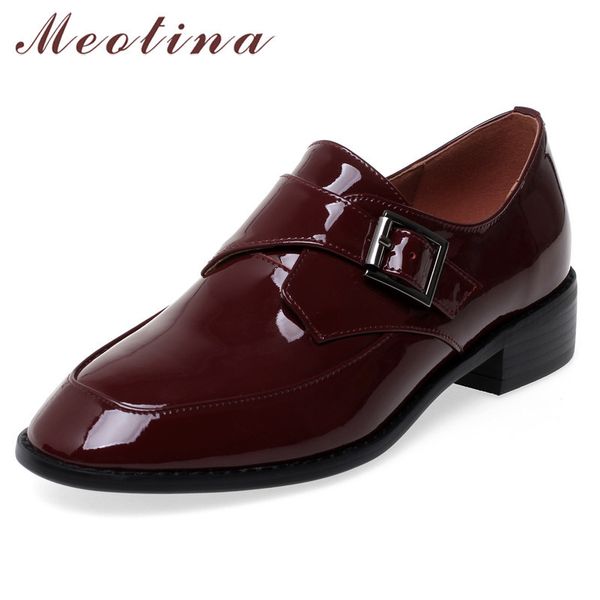 meotina high heels women pumps natural genuine leather block heels shoes cow patent leather buckle round toe shoes lady size 39, Black
meotina high heels women pumps natural genuine leather block heels shoes cow patent leather buckle round toe shoes lady size 39, Black