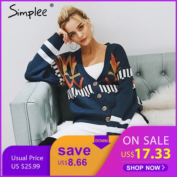 simplee streetwear v neck women cardigan fashion geometric knitted cardigan autumn winter 2018 casual sweater female jumper coat, White
simplee streetwear v neck women cardigan fashion geometric knitted cardigan autumn winter 2018 casual sweater female jumper coat, White