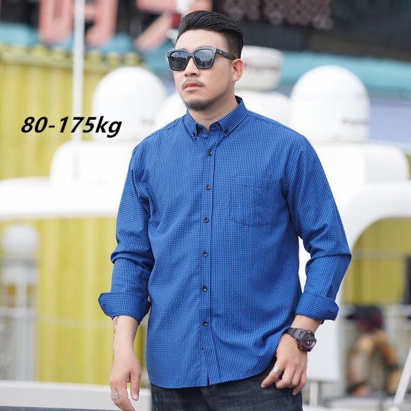 80-175kg men oversized social dress plaid shirts long sleeve casual streetwear shirt mens plus size clothes camisa masculina, White;black
80-175kg men oversized social dress plaid shirts long sleeve casual streetwear shirt mens plus size clothes camisa masculina, White;black