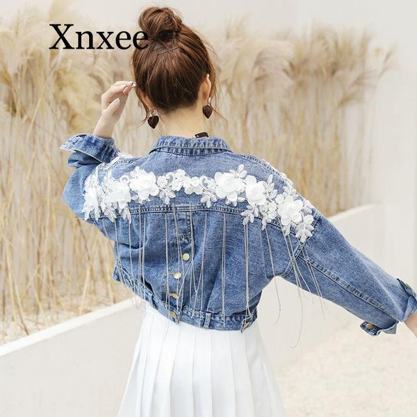 demin short jacket women spring autumn appliques tassel floral korean casual chains loose femme short jean coat female, Black;brown
demin short jacket women spring autumn appliques tassel floral korean casual chains loose femme short jean coat female, Black;brown
