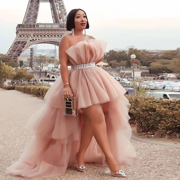 dusty pink high low prom dresses strapless ruched tulle with belt homecoming dress plus size girls formal evening party dresses b48, Black
dusty pink high low prom dresses strapless ruched tulle with belt homecoming dress plus size girls formal evening party dresses b48, Black