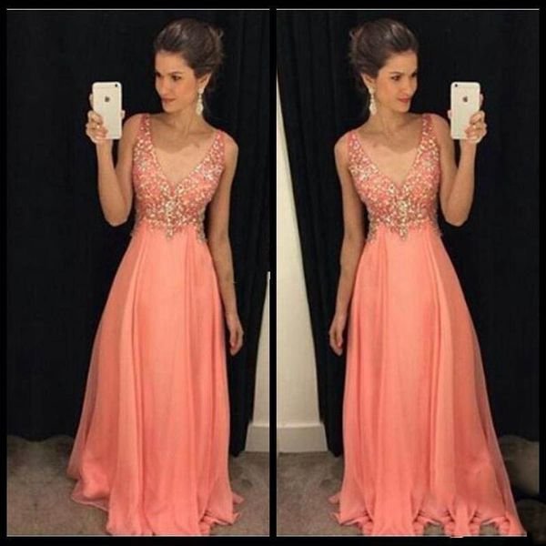 beaded crystal a line long coral prom dresses chiffon sparkly bling v neck floor length evening gowns homecoming dresses, Black;red
beaded crystal a line long coral prom dresses chiffon sparkly bling v neck floor length evening gowns homecoming dresses, Black;red