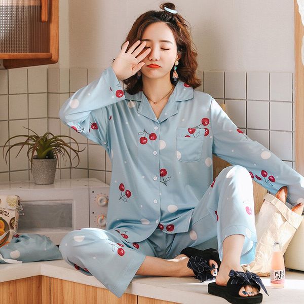 selling autumn new ladies pajama set fresh style cherry printed soft satin turn-down collar comfort ice silk women homewear, Black;red
selling autumn new ladies pajama set fresh style cherry printed soft satin turn-down collar comfort ice silk women homewear, Black;red
