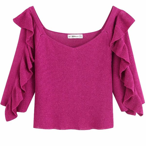 women fashion laminated ruffles knitting thin sweater ladies solid color casual slim sweaters female autumn chic s081, Black
women fashion laminated ruffles knitting thin sweater ladies solid color casual slim sweaters female autumn chic s081, Black