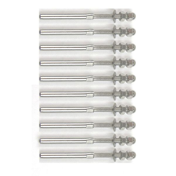 10 pcs stainless steel cable railing end fitting terminal - stud end fitting- right hand swage- 1/8 inch cable - hand rail dec
10 pcs stainless steel cable railing end fitting terminal - stud end fitting- right hand swage- 1/8 inch cable - hand rail dec