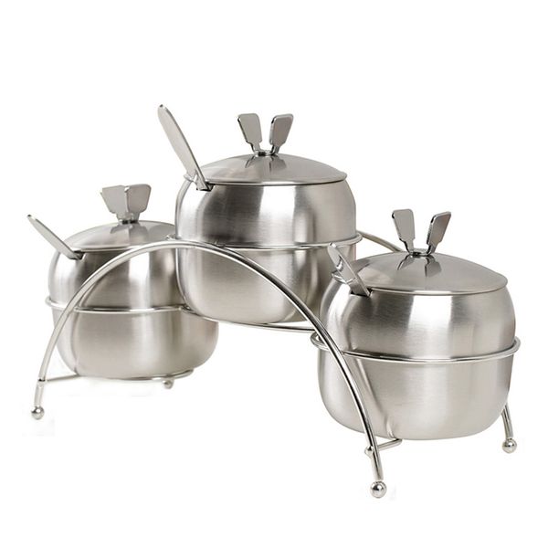 kitchen supplies stainless steel condiment pot spice container salt sugar bowl serving jars pot spoons holder rack set
kitchen supplies stainless steel condiment pot spice container salt sugar bowl serving jars pot spoons holder rack set