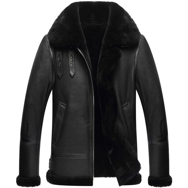 men's leather & faux winter jacket genuine real sheepskin coat for men natural lamb fur flight bomber jackets plus size 820 my, Black
men's leather & faux winter jacket genuine real sheepskin coat for men natural lamb fur flight bomber jackets plus size 820 my, Black