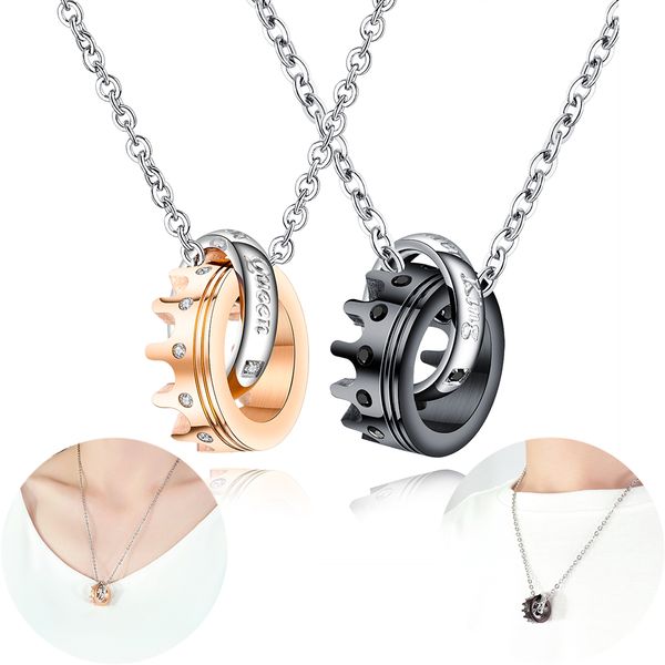 couple necklaces stainless steel cubic zirconia crown ring pendant necklace engagement wedding party statement collar necklace gift, Silver
couple necklaces stainless steel cubic zirconia crown ring pendant necklace engagement wedding party statement collar necklace gift, Silver