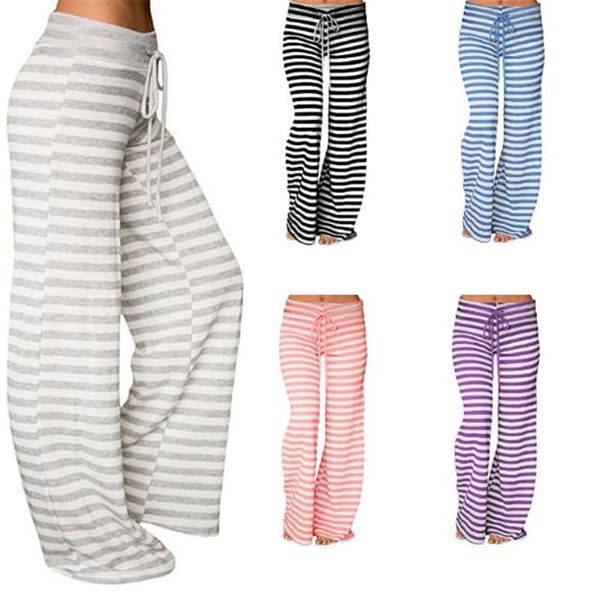 women striped yoga pants casual wide legs high waist relaxed pants summer drawstring straight trousers for women, Black;white
women striped yoga pants casual wide legs high waist relaxed pants summer drawstring straight trousers for women, Black;white