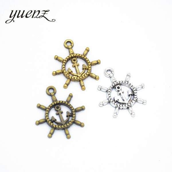 yuenz 10pcs antique silver plated rudder charms metal pendants for jewelry making diy handmade craft 27*24mm h26, Bronze;silver
