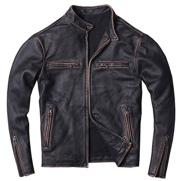 2019 vintage black men slim fit motorcycle leather jacket plus size xxxxl genuine cowhide spring short biker coat ing
2019 vintage black men slim fit motorcycle leather jacket plus size xxxxl genuine cowhide spring short biker coat ing