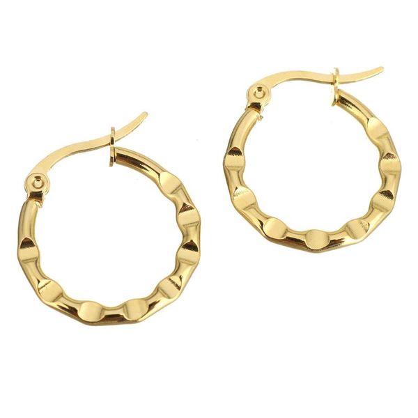 charm 20x21mm stainless steel hoop earring for woman sold by pair gold color plated, Golden
charm 20x21mm stainless steel hoop earring for woman sold by pair gold color plated, Golden