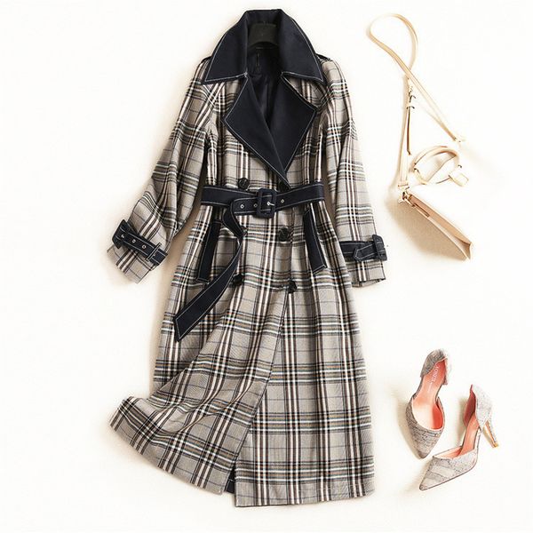 women's elegant plaid overcoat 2019 autumn fashion double-breasted belt trench coat a817, Tan;black
women's elegant plaid overcoat 2019 autumn fashion double-breasted belt trench coat a817, Tan;black
