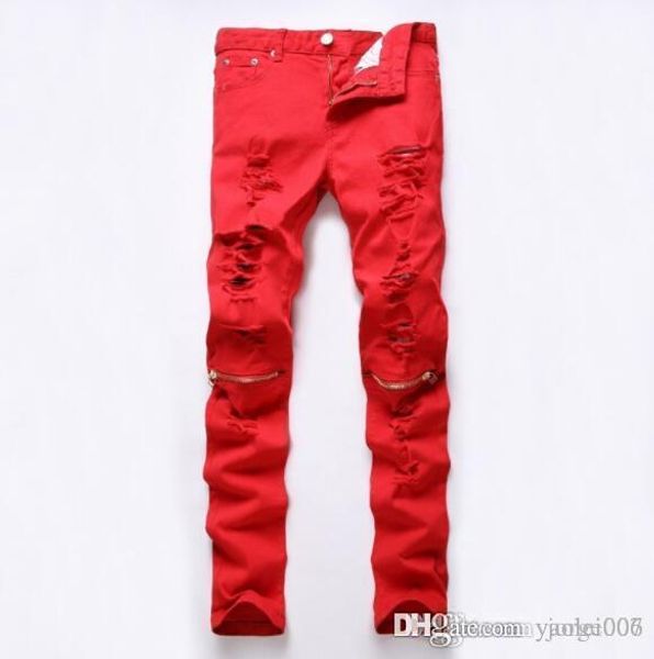 men's stretch worn washed jeans slim pencil pants feet broken zipper stretch pants tide black white red khaki four color size 28-42, Blue
men's stretch worn washed jeans slim pencil pants feet broken zipper stretch pants tide black white red khaki four color size 28-42, Blue