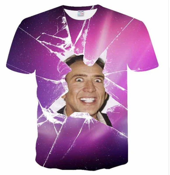 fashion star nicolas cage rage women men new fashion summer funny 3d print short sleeve crewneck casual 3d t shirt q245, White;black
fashion star nicolas cage rage women men new fashion summer funny 3d print short sleeve crewneck casual 3d t shirt q245, White;black