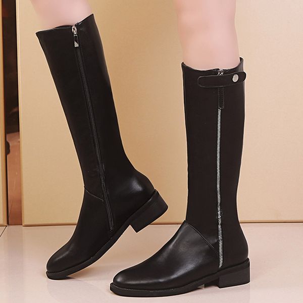 women's boots winter solid color boots flats comfortable zip knee bare buckle square heel middle tube booties #822, Black
women's boots winter solid color boots flats comfortable zip knee bare buckle square heel middle tube booties #822, Black