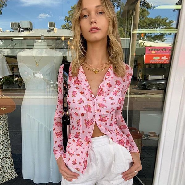 2020 women summer lady blouses floral flower female long sleeve see through v neck cardigan, White
2020 women summer lady blouses floral flower female long sleeve see through v neck cardigan, White
