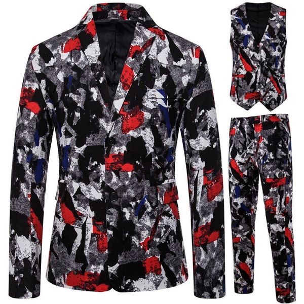3pcs men suit retro vintage retro print 3 pieces set suits club bar evening party stage singer costume slim fit jacket and pants, White;black
3pcs men suit retro vintage retro print 3 pieces set suits club bar evening party stage singer costume slim fit jacket and pants, White;black