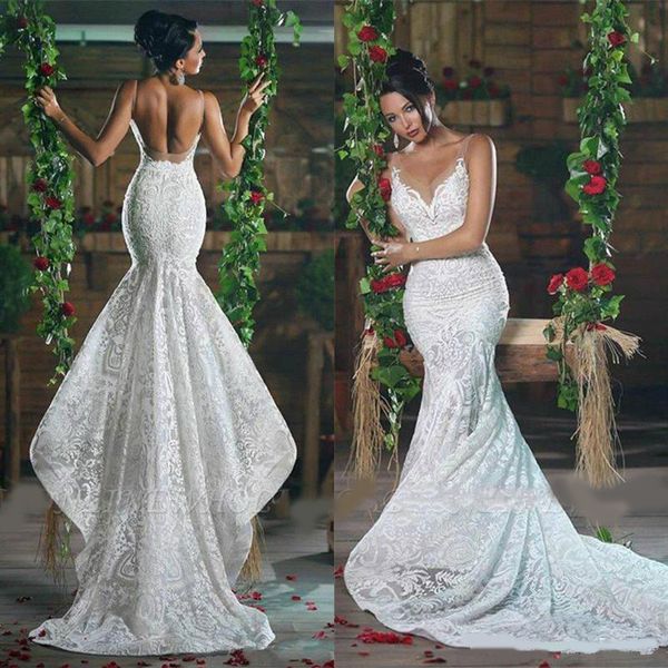 lace mermaid wedding dresses open back appliqued v neck 2020 new sweep train bridal gowns custom made country wedding dress, White
lace mermaid wedding dresses open back appliqued v neck 2020 new sweep train bridal gowns custom made country wedding dress, White