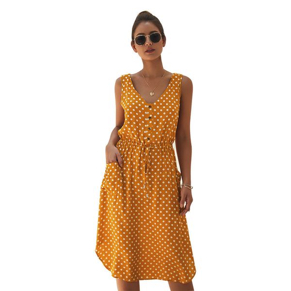 women lady v neck sleeveless dot printing fashion for summer beach party ql sale, Black;white
women lady v neck sleeveless dot printing fashion for summer beach party ql sale, Black;white