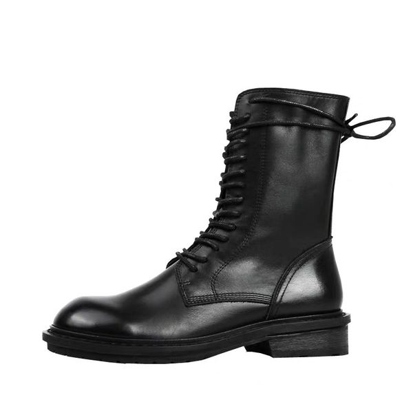 the first layer of leather boots women's leather boots wild england wind high help in the tube handsome knight motorcycle, Black
the first layer of leather boots women's leather boots wild england wind high help in the tube handsome knight motorcycle, Black