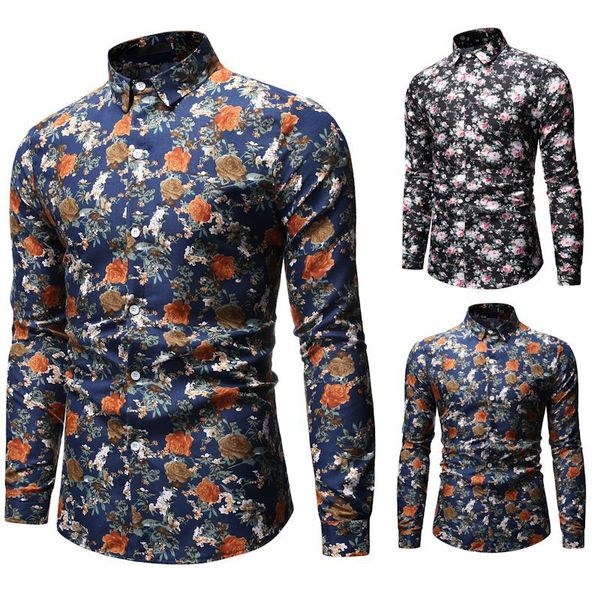 men's casual shirt slim fit men's casual button down printing flower shirt long sleeve formal dress shirts men male clothing, White;black
men's casual shirt slim fit men's casual button down printing flower shirt long sleeve formal dress shirts men male clothing, White;black