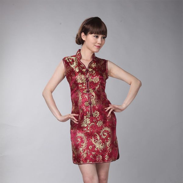elegant chinese style women cheongsam mini high slit flower qipao vintage handmade button vestidos mandarin collar dress, Red
elegant chinese style women cheongsam mini high slit flower qipao vintage handmade button vestidos mandarin collar dress, Red