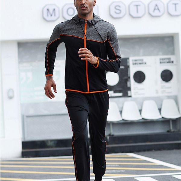 men stretch quick drying hooded sweater long sleeves zipper slim coat & beam foot trousers breathable sport fitness suit pocket, White;black
men stretch quick drying hooded sweater long sleeves zipper slim coat & beam foot trousers breathable sport fitness suit pocket, White;black