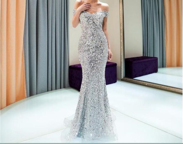 shinning sequined silver prom dresses long off the shoulder sequins beads back zipper mermaid evening dress celebrity homecoming gowns, Red
shinning sequined silver prom dresses long off the shoulder sequins beads back zipper mermaid evening dress celebrity homecoming gowns, Red