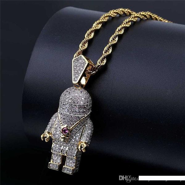 personality men jewlery yellow gold plated full cz astronout pendant necklace for men women fashion hip hop jewelry, Silver 
personality men jewlery yellow gold plated full cz astronout pendant necklace for men women fashion hip hop jewelry, Silver