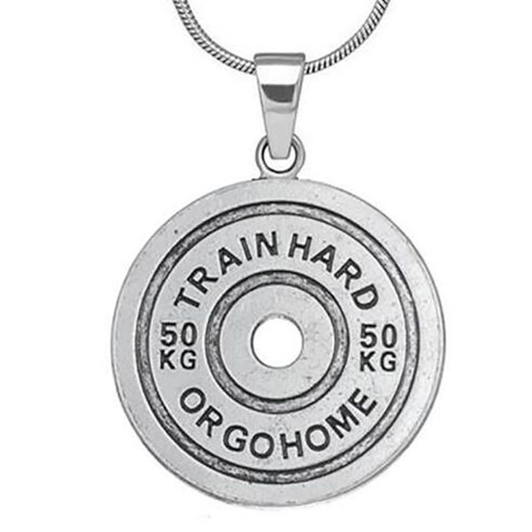 train hard or go home 50kg weight plate barbell bbman pendant necklace men jewelry, Silver
train hard or go home 50kg weight plate barbell bbman pendant necklace men jewelry, Silver
