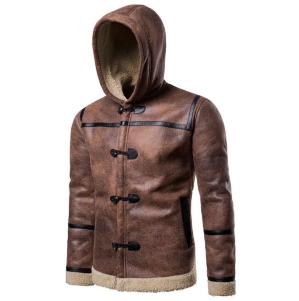 autumn hooded faux leather jacket mens winter thicken warm fur leather coat men slim jackets brown jaqueta de couro fashion b103, Black
autumn hooded faux leather jacket mens winter thicken warm fur leather coat men slim jackets brown jaqueta de couro fashion b103, Black