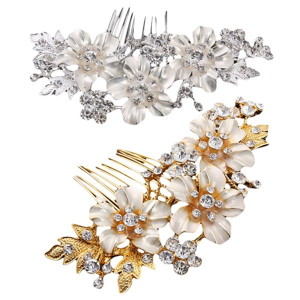 2 pcs wedding bridal hair combs vintage imitation crystal hairpins prom jewelry gold silver flower pattern hair accessories pins, Golden;white
2 pcs wedding bridal hair combs vintage imitation crystal hairpins prom jewelry gold silver flower pattern hair accessories pins, Golden;white
