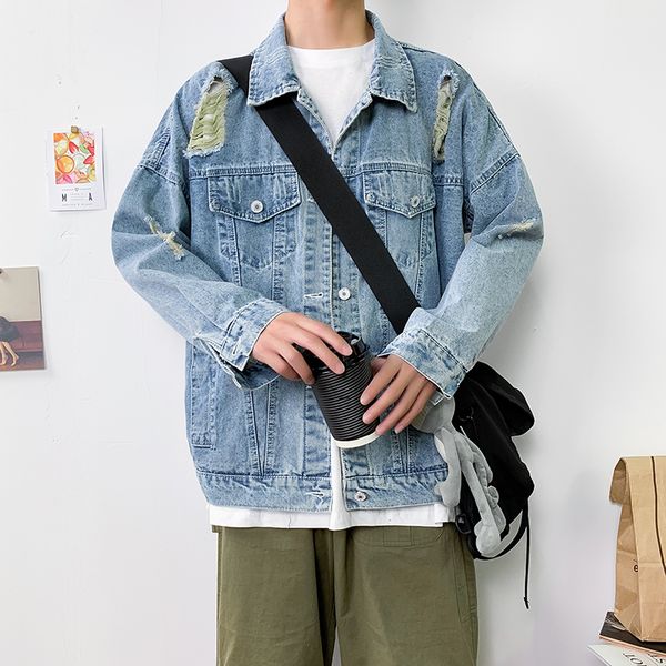 autumn new denim jacket men fashion washed solid color casual hole denim jacket man streetwear hip hop loose bomber, Black;brown
autumn new denim jacket men fashion washed solid color casual hole denim jacket man streetwear hip hop loose bomber, Black;brown