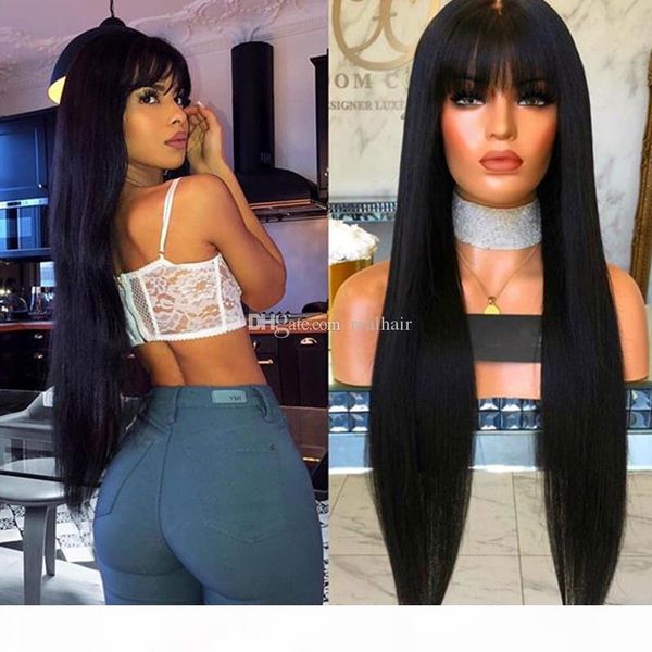 9a pre plucked lace front wig full bangs silky straight brazilian virgin full lace human hair wigs for black women with baby hair, Black;brown
9a pre plucked lace front wig full bangs silky straight brazilian virgin full lace human hair wigs for black women with baby hair, Black;brown