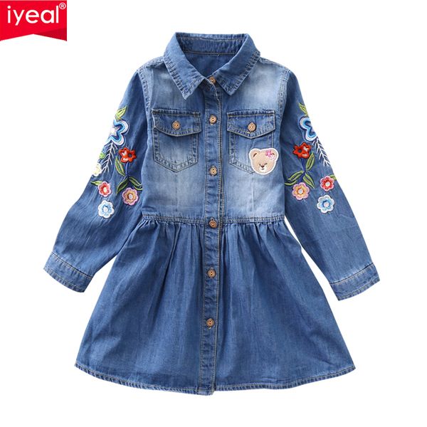 iyeal new girl dress spring long-sleeved flower embroidery children denim dresses autumn kids girls clothes for 3-8 years, Red;yellow
iyeal new girl dress spring long-sleeved flower embroidery children denim dresses autumn kids girls clothes for 3-8 years, Red;yellow