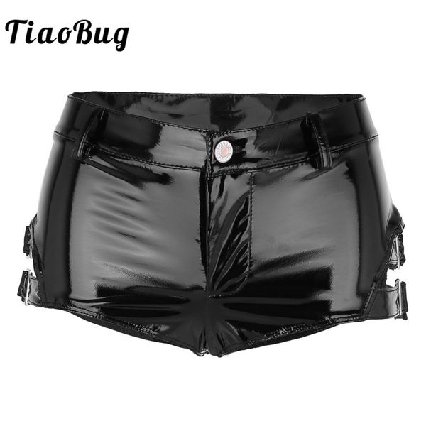 tiaobug fashion women black patent leather shorts female low rise nightclub party rave stage dance mini shorts with buckles, White;black
tiaobug fashion women black patent leather shorts female low rise nightclub party rave stage dance mini shorts with buckles, White;black
