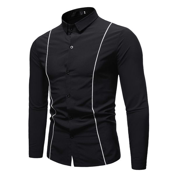 new fashion personality line new men's shirt korean slim youth daily casual long-sleeved shirt, White;black
new fashion personality line new men's shirt korean slim youth daily casual long-sleeved shirt, White;black