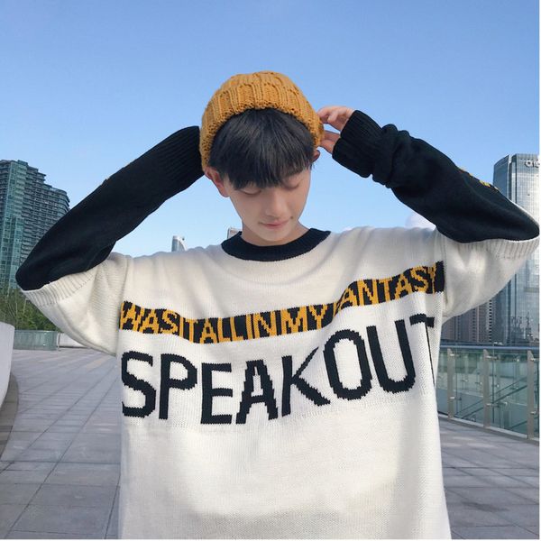 winter sweater men warm fashion letter print loose o-neck long-sleeved knitting pullover man casual male clothes, White;black
winter sweater men warm fashion letter print loose o-neck long-sleeved knitting pullover man casual male clothes, White;black