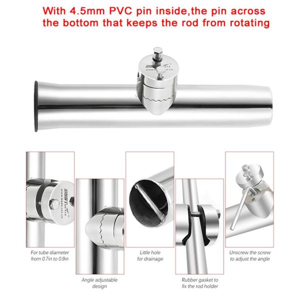 316 stainless steel clamp on fishing rod holder with 2pcs rubber mat for boat kayak - fits rails 1 inch to 1 1/4 inch - 230mm length
316 stainless steel clamp on fishing rod holder with 2pcs rubber mat for boat kayak - fits rails 1 inch to 1 1/4 inch - 230mm length