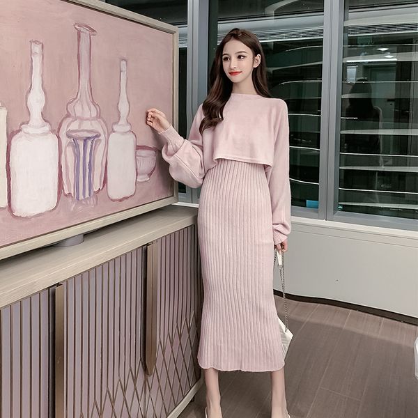 2019 new solid women knitted 2-piece sets long sleeve o-neck solid color short sweater + slim knit dress female clothing set, White
2019 new solid women knitted 2-piece sets long sleeve o-neck solid color short sweater + slim knit dress female clothing set, White