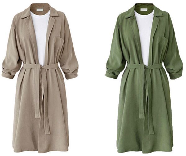 autumn loose casual turn-down collar full sleeve cwide-waisted solid large size windbreaker women wear overcoat trench coats, Tan;black
autumn loose casual turn-down collar full sleeve cwide-waisted solid large size windbreaker women wear overcoat trench coats, Tan;black