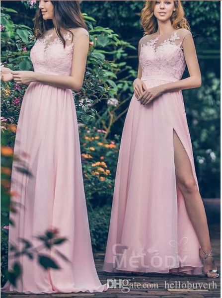 a line pink bridesmaid dress long split front lace party prom dresses chiffon vestido de novia evening gowns, White;pink
a line pink bridesmaid dress long split front lace party prom dresses chiffon vestido de novia evening gowns, White;pink