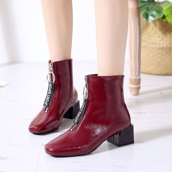 fashion pointed high heel boots front zipper women's boots, Black
fashion pointed high heel boots front zipper women's boots, Black