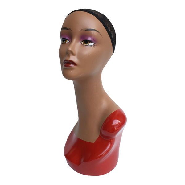 20-inch female mannequin head form with full makeup display stand for wigs, hats, jewelry - black skin tone, White
20-inch female mannequin head form with full makeup display stand for wigs, hats, jewelry - black skin tone, White